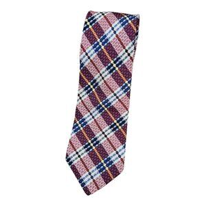 NWT SARTORIA CAPPONI Men's 100% Silk Necktie LUXURY Tie Red Blue Tartan W:3.6"